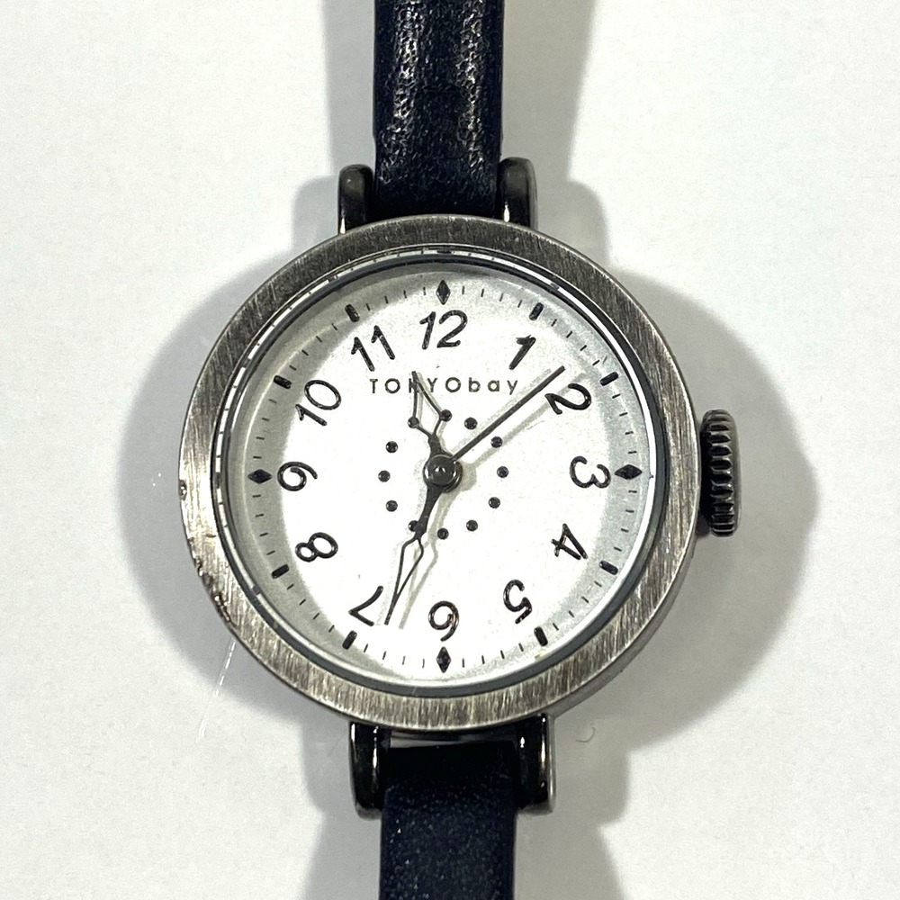 TOKYO Bay Womens Watch White Dial Thin Black Leather Minimalist New Battery